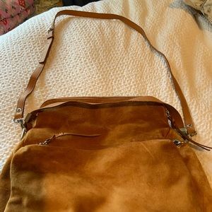 Prune suede crossbody bag